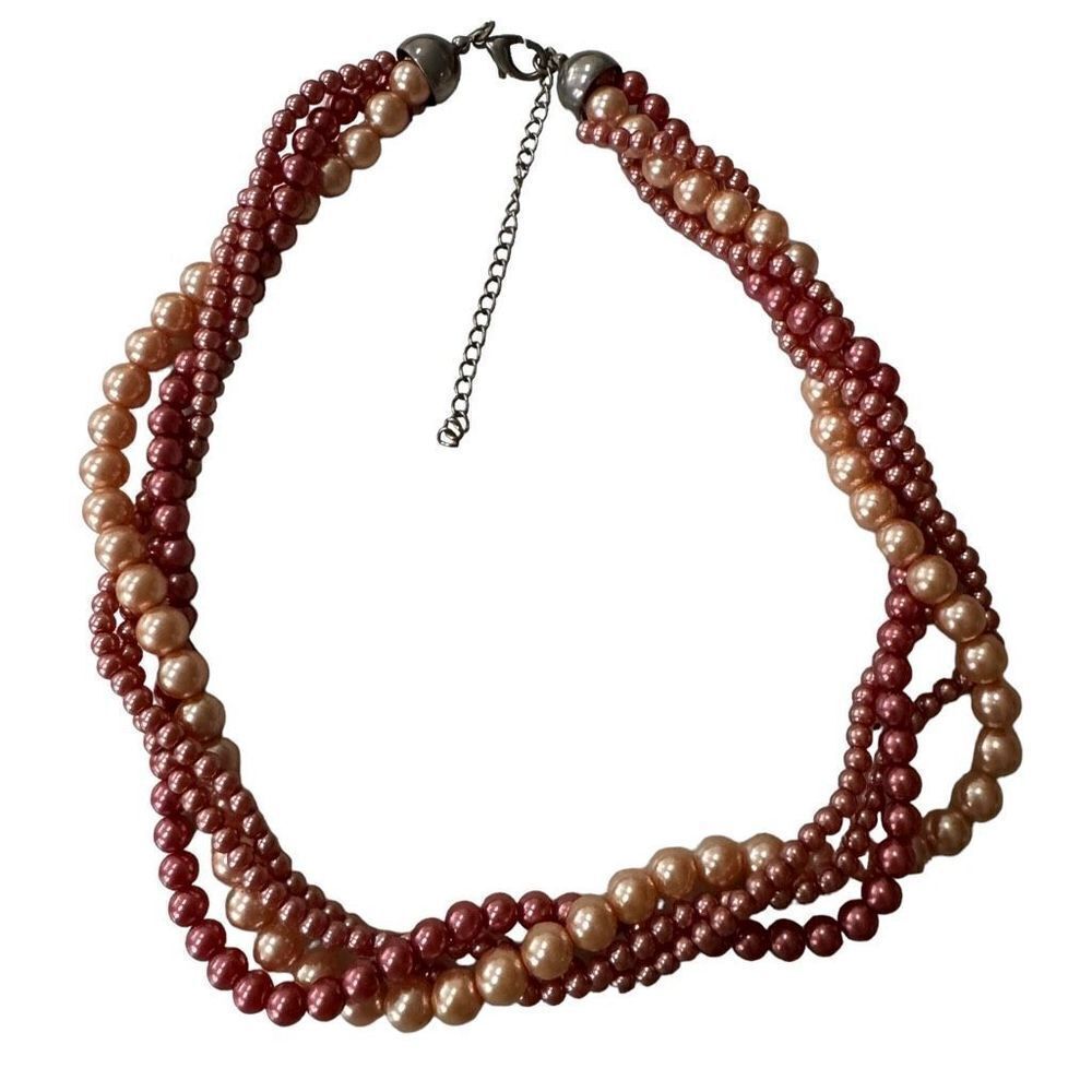 Vintage multi strand faux pearl choker necklace